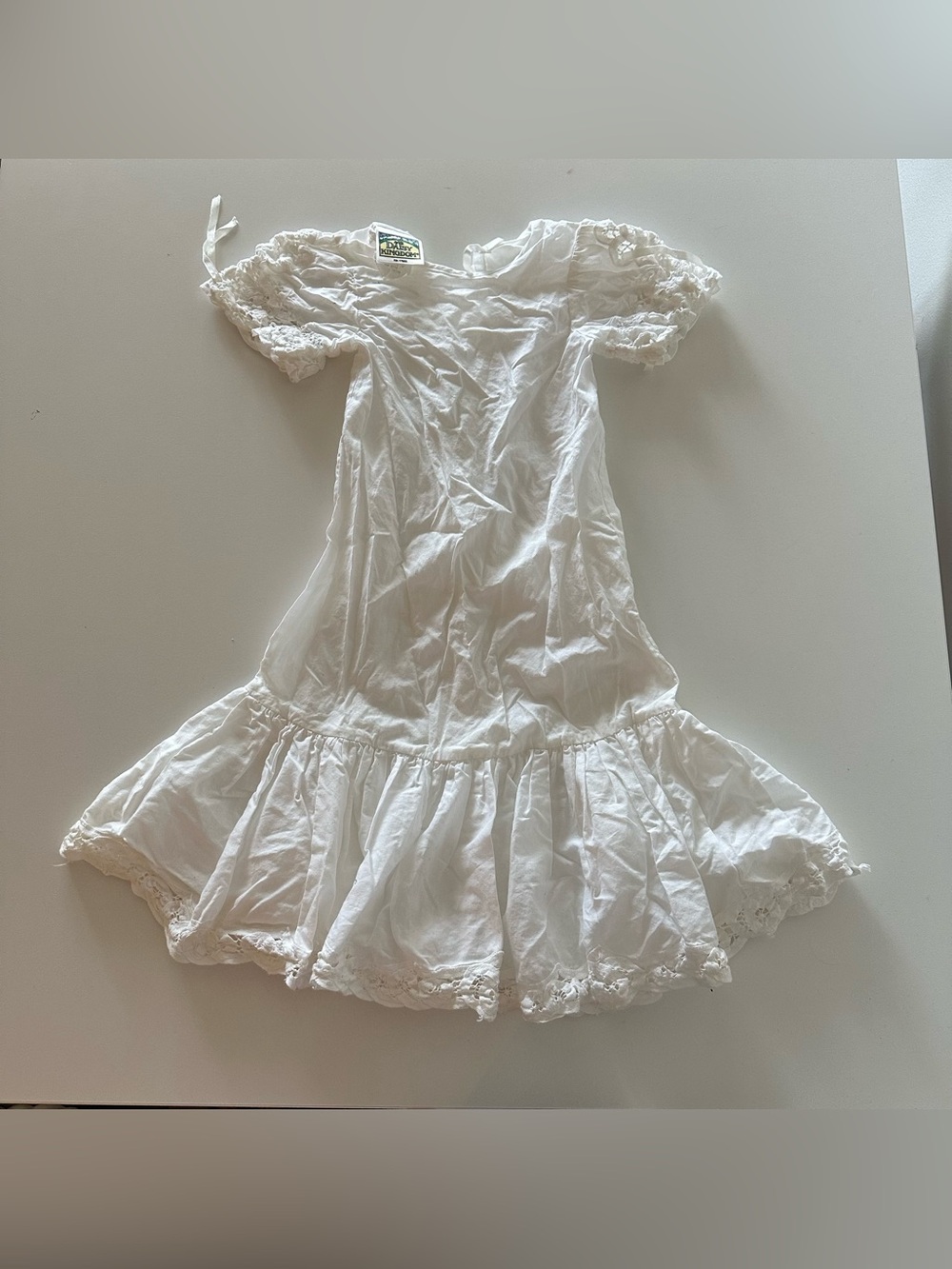 READ FLAWED Vintage Daisy Kingdom Christening Dress White Cotton One Size